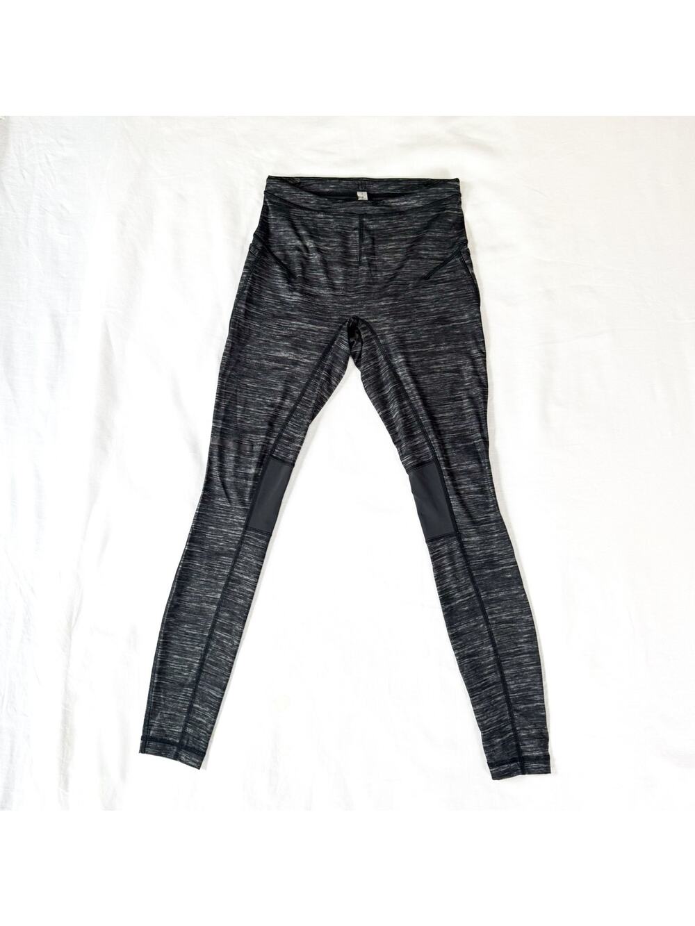 Lululemon Leggings Run Tight Heathered Black/Grey Mesh Panel Zip Pocket Size S